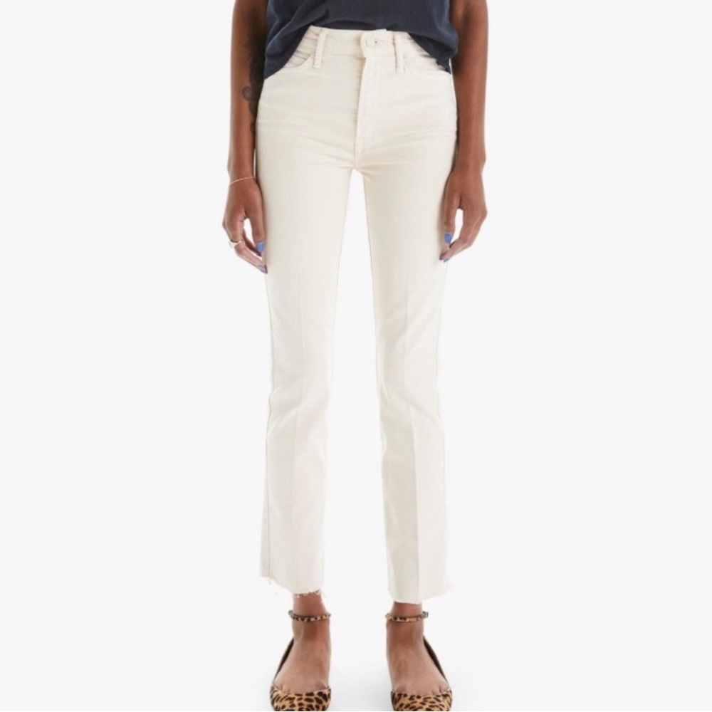 MOTHER High Waisted Rascal Ankle Fray Chalk It Up 27